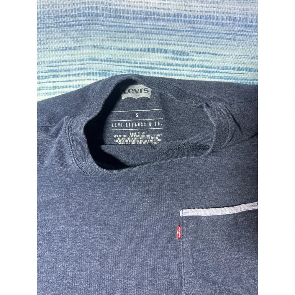 Levis Mens Small Navy Blue‎ Heather Pocket T-Shirt Short Sleeve Crew Neck Tee